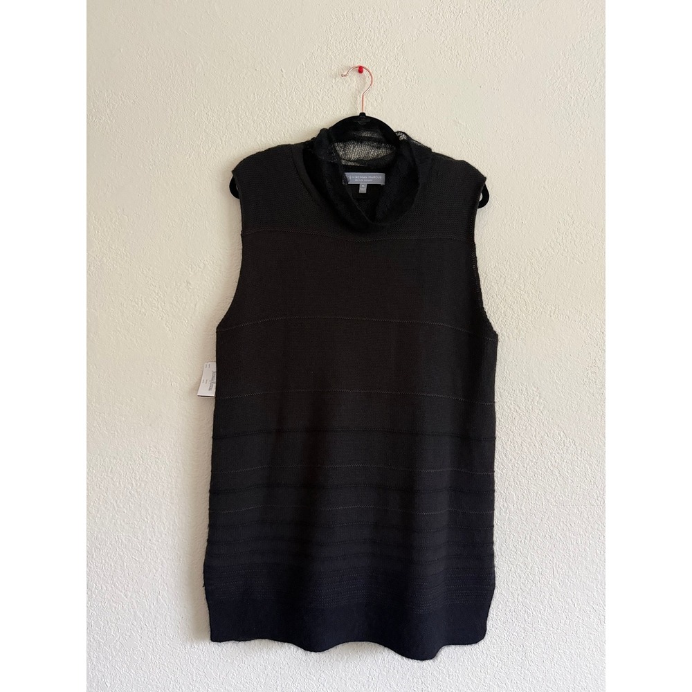 NWT TSE Neiman Marcus Recycled Cashmere Cowl Neck Tunic Black/Espresso Brown XL